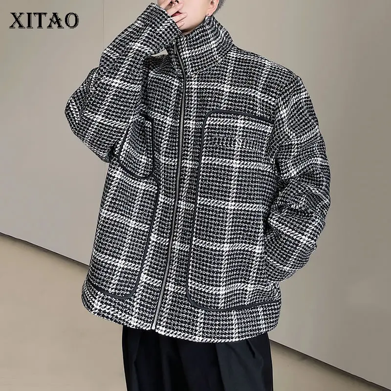 

XITAO Autumn New Tooling Jacket Fashion Stand Collar Splicing Big Pocket 2021 Autumn Winter Street Trendy All-match GWJ1462