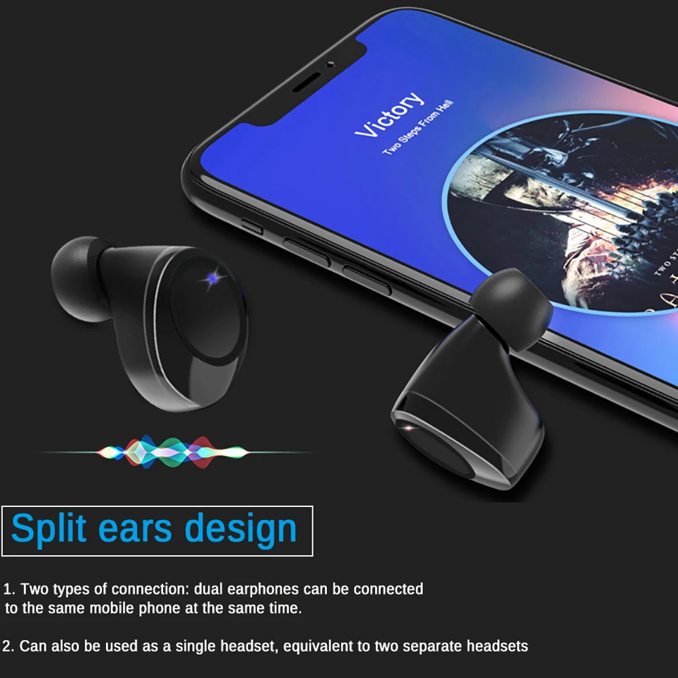 Беспроводные наушники TWS со светодиодным дисплеем Bluetooth-наушники с глубокими