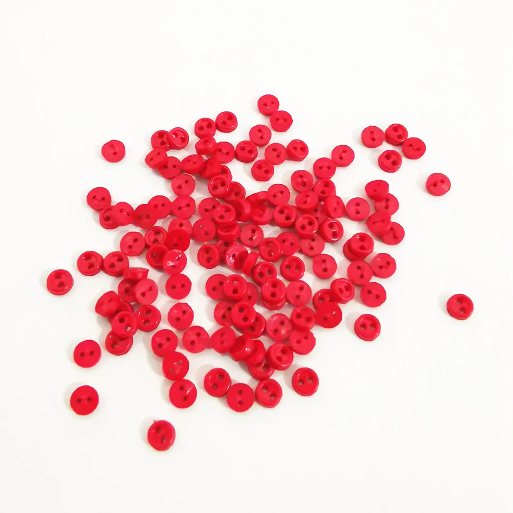 100 шт. 3 мм круглая пуговица для кукольной одежды с двумя отверстиями и плоской