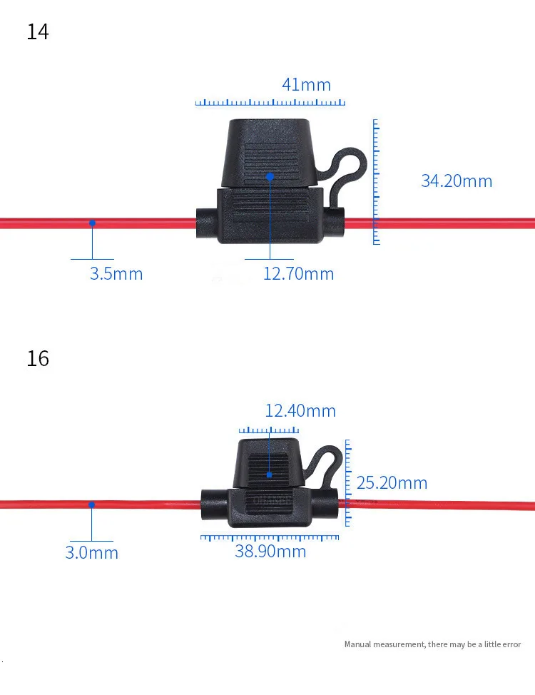 5pcs In Line Car Middle Blade Fuse Holder Splash-proof for 12V 50A 30A 20A 10A Fuses Automotive Fuse Holder