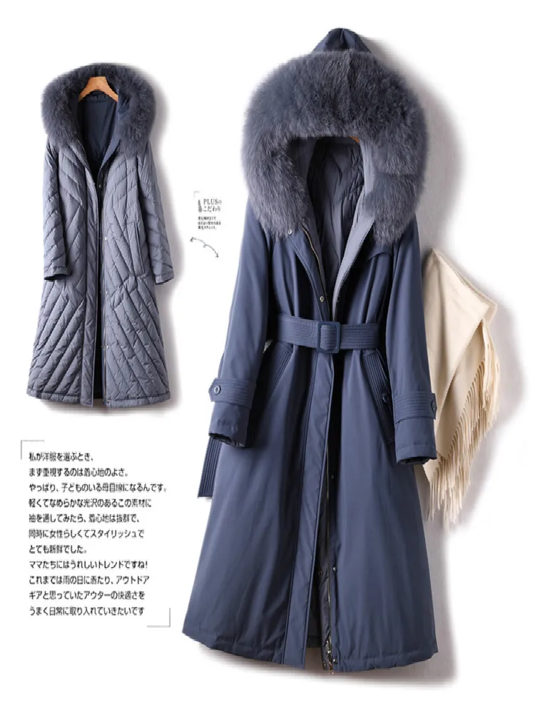 

Collar Double-Sided Fur Wear Fox Thick Jacket Women's 2021 Winter New Coat Zipper 90% White Duck Down High Quality
