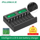 Зарядное устройство PUJIMAX с 8 слотами и ЖК-дисплеем, умное интеллектуальное зарядное устройство для AAAAA NiCd NiMh аккумуляторных батарей, зарядное устройство aa aaa
