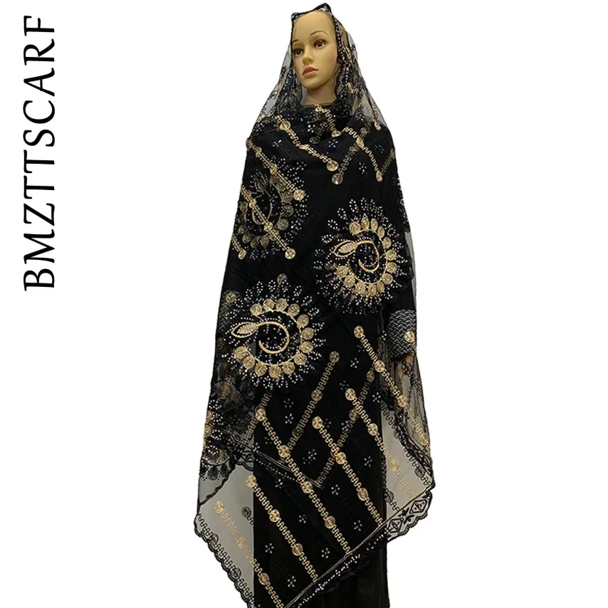 

African Women Scarfs Big Size Net Scarf Transparent Breathe Material Tull Scarf for Shawls Wraps BM831