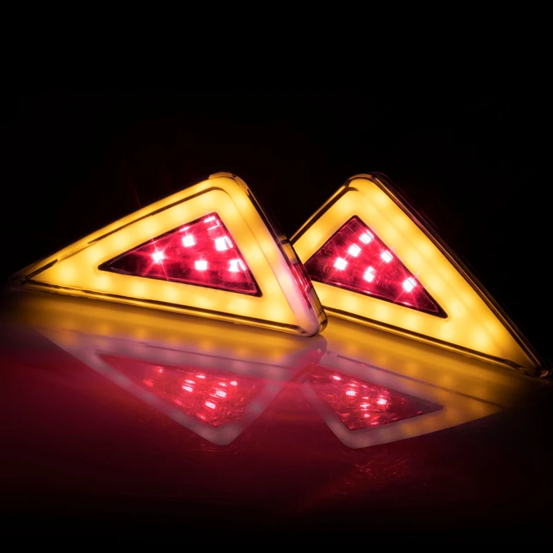 

2Pcs Motorcycle Turn Light Signal Light Triple-cornered Flush Mount LED Turn Signals 12V Universal Side Turn Light