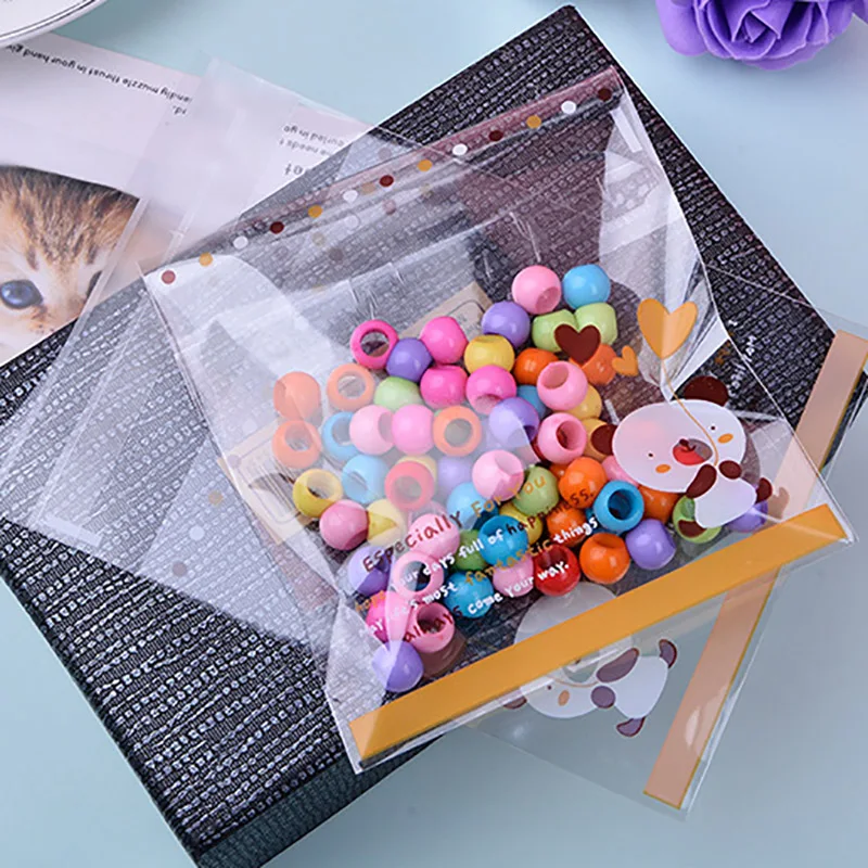 100 шт Подарочный пакет милый медведь любовь сердце упаковка прозрачные сумки