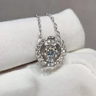 Новое поступление, серебро 925, оригинальный бриллиант 1 карат, проверенный ранее бриллиант бриллиантовой огранки, D цветной Муассанит, танцующее сердце, Круглый Кулон, Ожерелье
