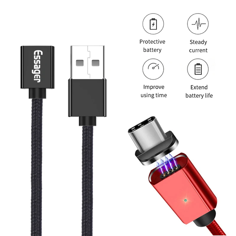 Essager Магнитный Micro Тип usb c кабель IOS для iPhone 11 XR 7 IPad Xiaomi 9 Redmi Note 7 кабели быстрой зарядки телефона код данных