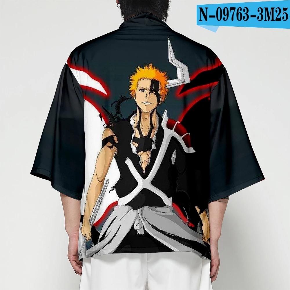 

Кимоно для косплея из аниме Отбеливающее японское, хаори юката для мужчин и женщин, повседневный крутой кардиган с коротким рукавом для мал...