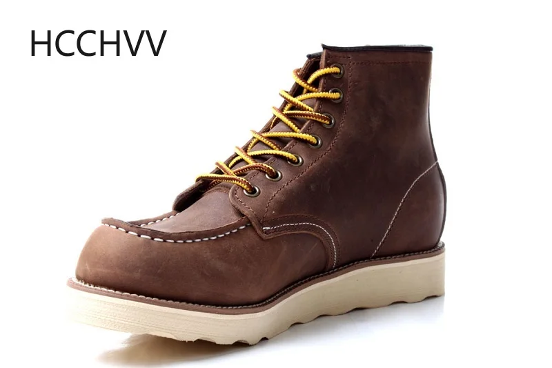 Ботинки мужские из натуральной кожи винтажные рабочие ботинки бронзовая обувь