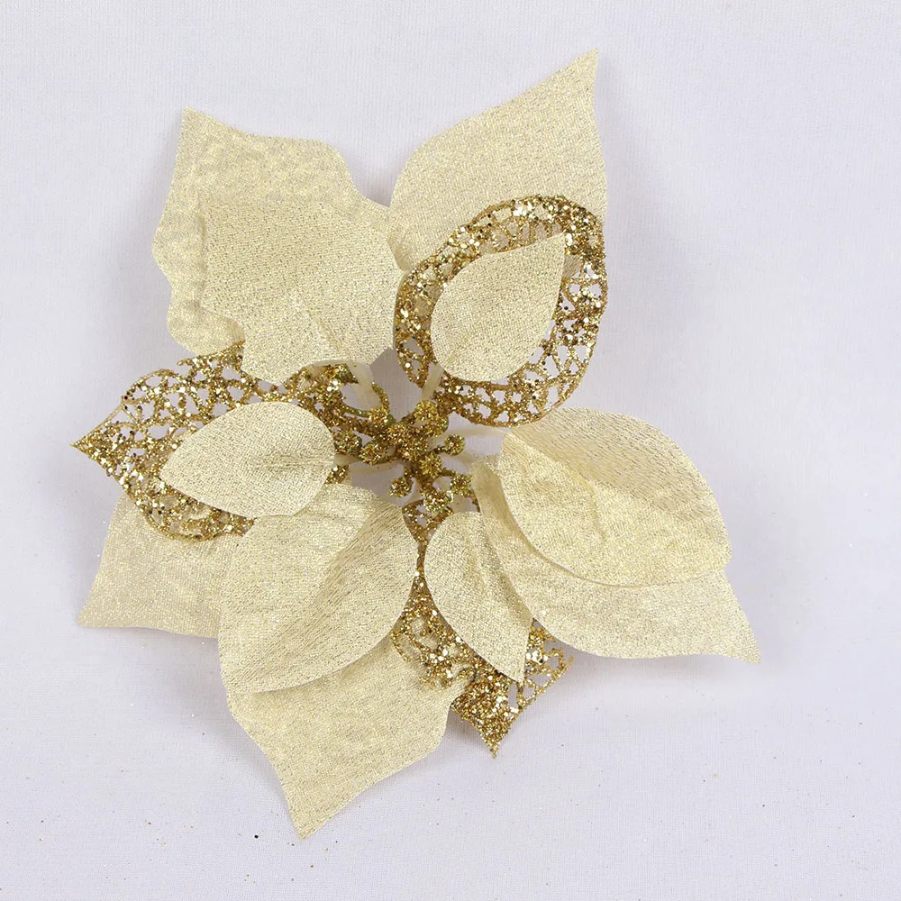 

Two color gold pink edge 22cm large flower 6-color Christmas Tree Ornament