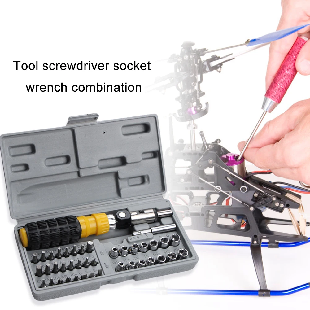 

41Pcs/Sets Practical Ratchet Wrench Socket Screwdriver Bit for Car Motorcycle Combined Sleeve Service Tool for Household
