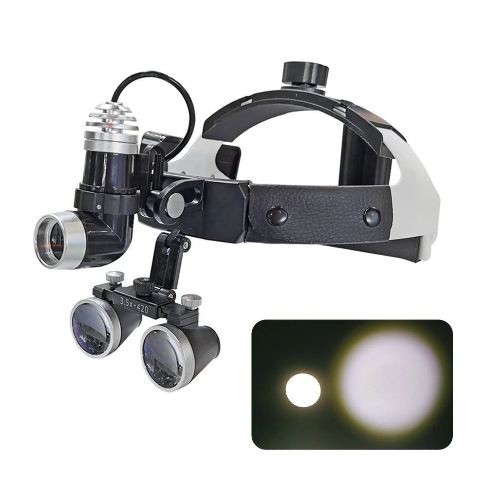 

2.5X/3.5X 420 mmDental Loupe Dental Lab Medical Loupe Magnification Binocular Dental Magnifier Surgery Surgical 5W Headlight