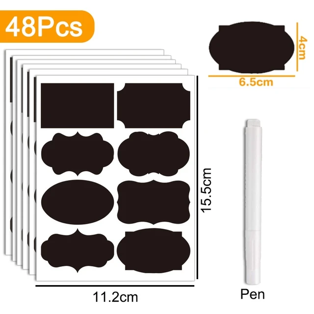

48 шт. съемная наклейка для доски для банок для специй, кухонных банок, бутылок, этикеточная наклейка со стираемым маркером, кухонная организация