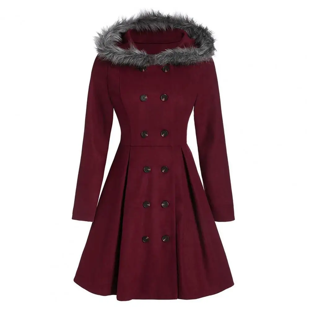 

Пальто, куртки, женское двубортное пальто с большим подолом, женское однотонное элегантное пальто с плюшевым капюшоном на осень и зиму, верх...