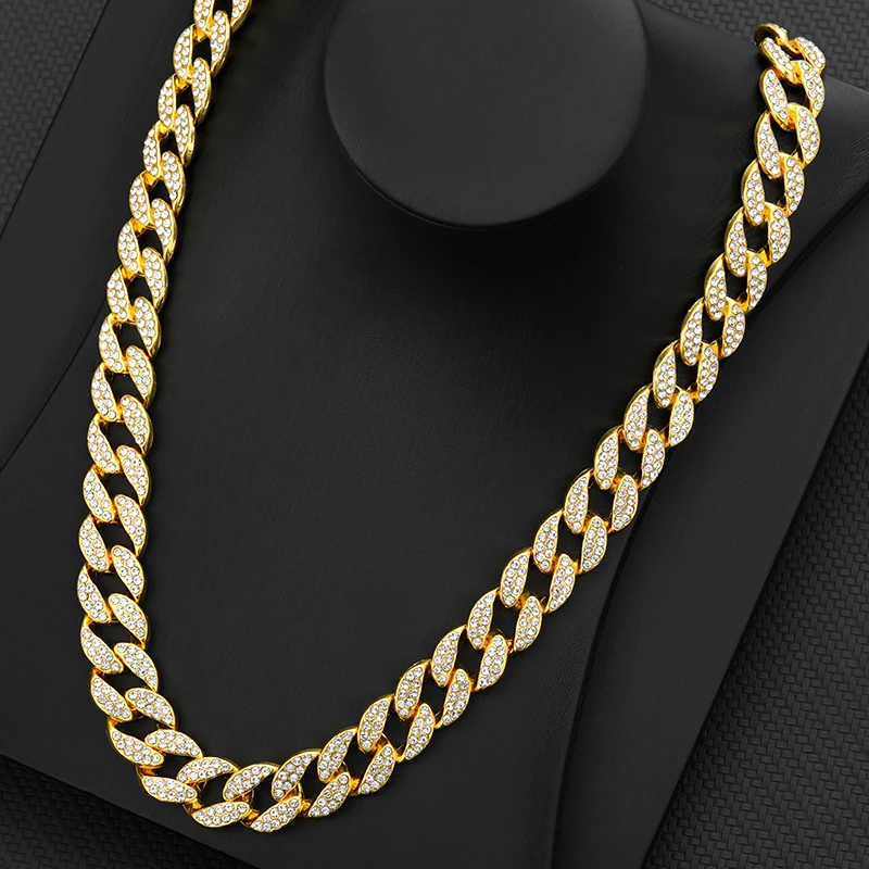 Мужской чокер из кубинской цепи сверкающее ожерелье в стиле хип-хоп колье