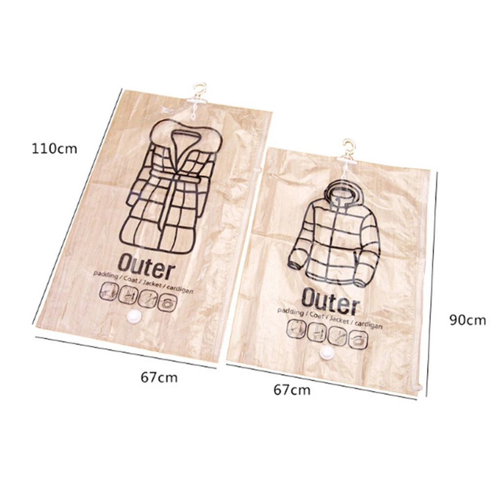 Transparent Hanging Vacuum Bag Folding Coat Clothes Sealed Storage Pouch Sack Space Saving Bags Compression | Дом и сад