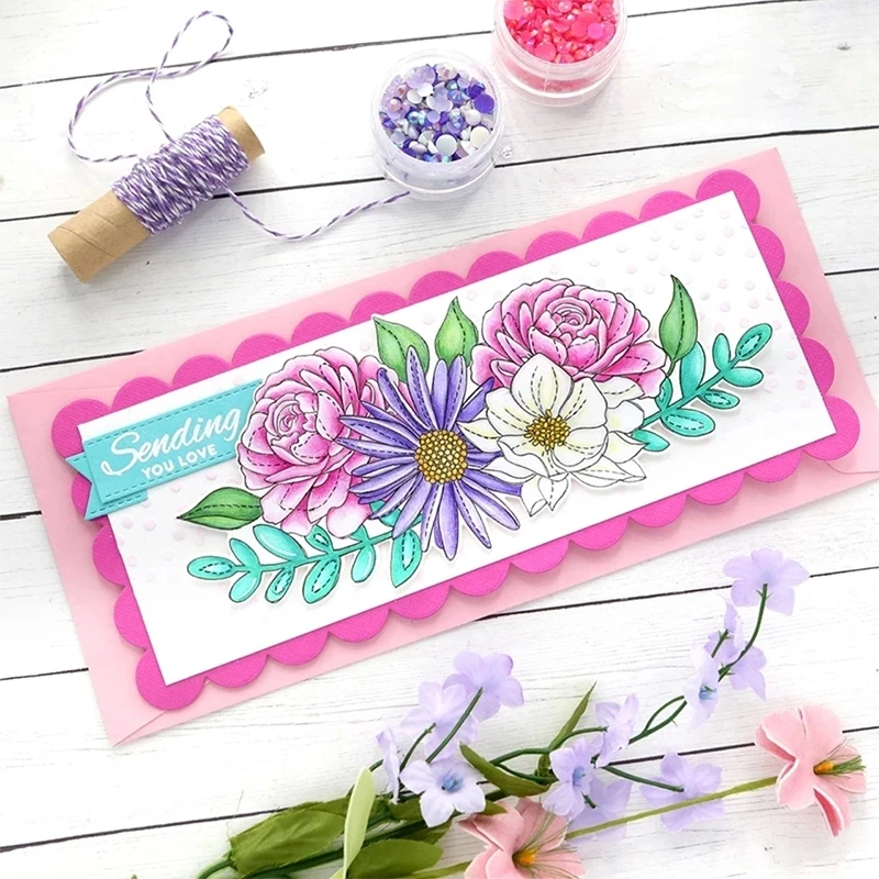 

2021 New Chrysanthemum Rose Flower Clear Girls Stamps and Metal Cutting Dies Set For DIY Making Scrapbooking Card Craft Supplies