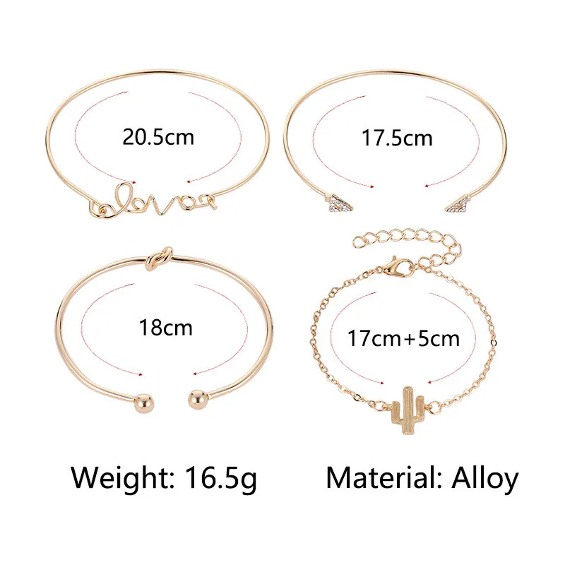 4 шт./компл. Браслеты галстук с буквами для Для женщин & браслет ювелирные изделия