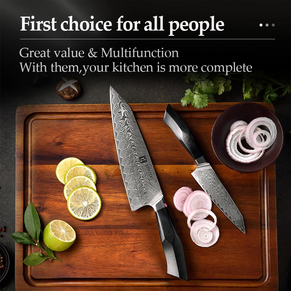 

XINZUO 2PCS Knife Set Damascus Steel Sharp Cutlery Chef Utility Santoku Knife New Product Kitchen Tools Chef Slicing Cutter