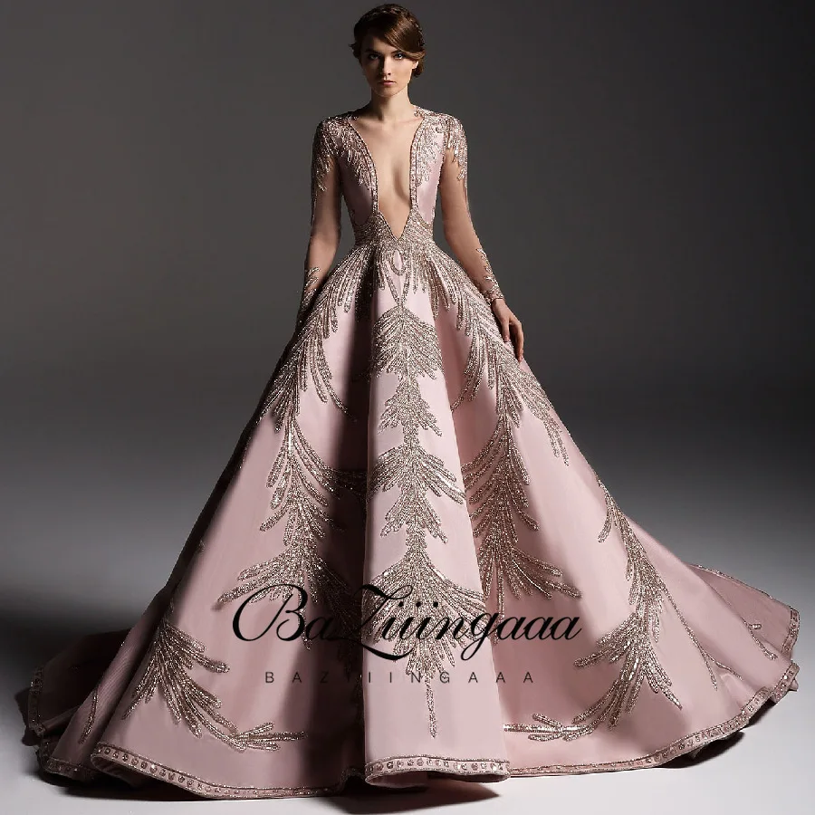 

BAZIIINGAAA Роскошные вечерние платья длинное женское платье 2021 блестками Robe De Soir вечерние платья размера плюс для невесты вечерние платья для в...