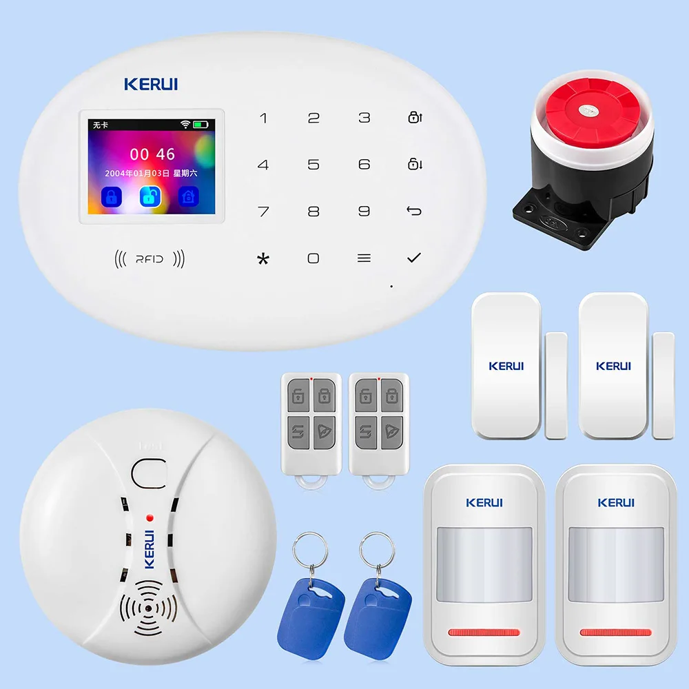 Kit 3 KERUI переключаемая языковая Wi-Fi сигнализация W20 беспроводное приложение для домашней безопасности дистанционное управление 2,4 дюймов экран сигнализация комплект фитингов - Цвет: Kit 3