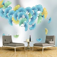 custom mural wallpaper 3d colorful ginkgo leaves wall sticker living room tv sofa bedroom home decor self adhesive home d%c3%a9cor