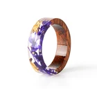 Ретро Стиль деревянные кольца для мужчин и женщин, фиолетовый и коричневый ручной работы засушенные цветы эпоксидной древесной смолы кольцо Ювелирные изделия Подарки-1 шт.