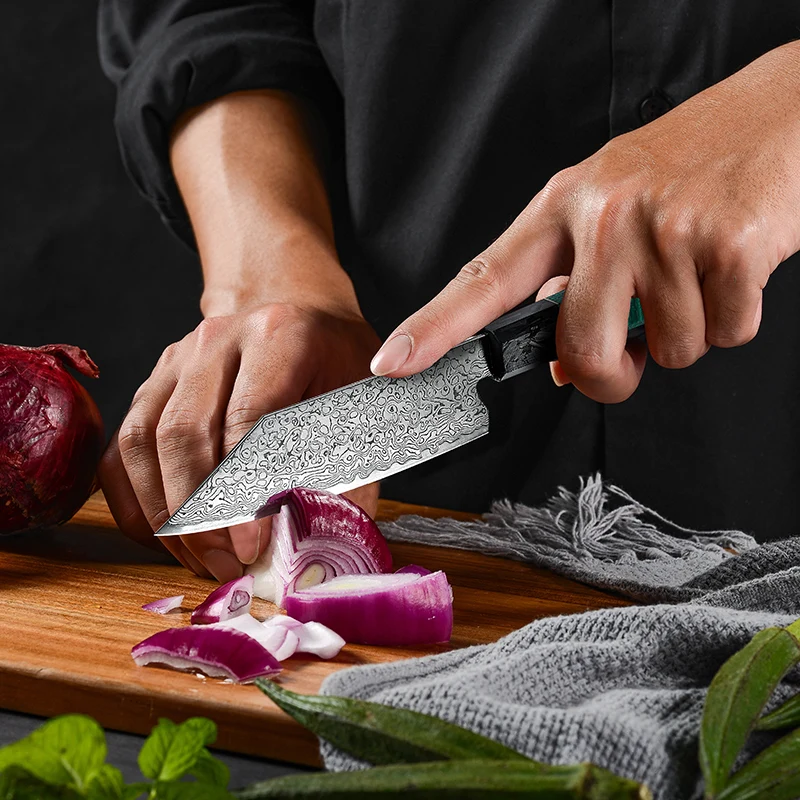 Grandsharp 5 дюймов нож Bunka VG10 67 слоев дамасская сталь кухонные ножи шеф-повара Kiritsuke