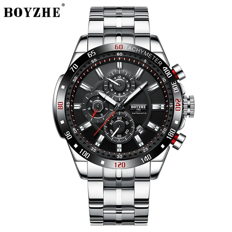 

Relogio Masculino Men's BOYZHE Watches Automatic Watch Leather Week Calendar Luminous 30M Waterproof Mechanical Wristwatches New