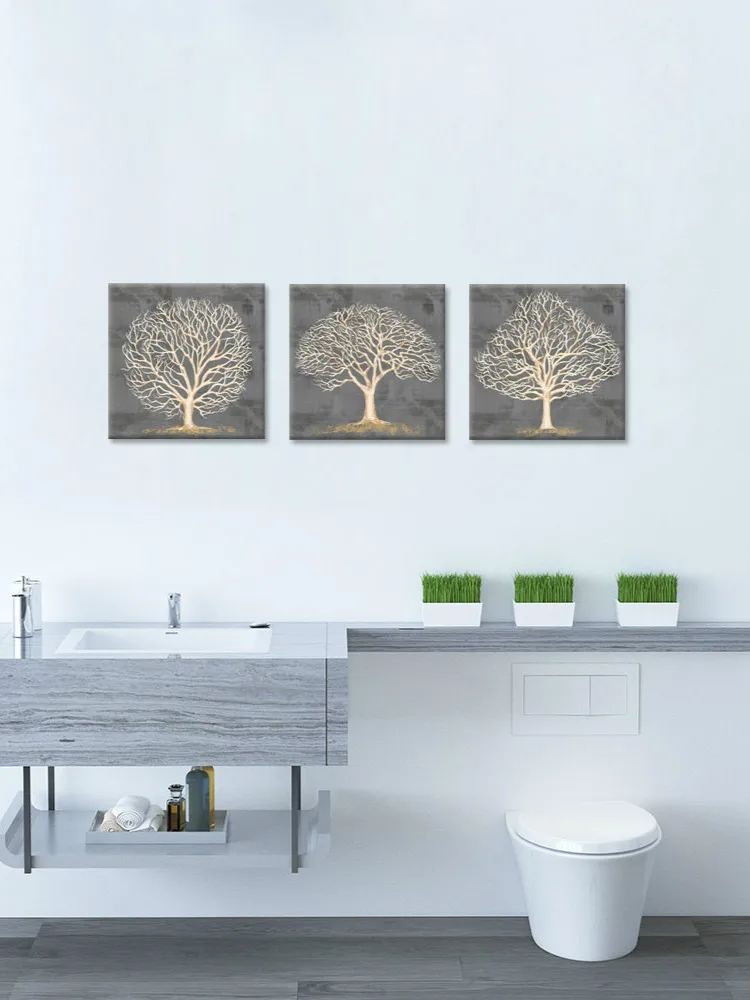 

3 Panels Canvas Paintings Wall Decor Trees of Different Shapes Print Home Decor Poster Modern Bathroom Decoration Pictures