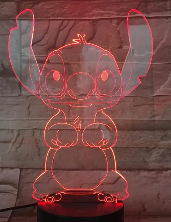 Stith 3d lamp 6 3D светодиодный светильник для спальни, настольный ночник, акриловая панель, кабель USB, 7 цветов, сменная Базовая лампа, детский подарок,, Прямая поставка - Испускаемый цвет: Stith 3d lamp 6