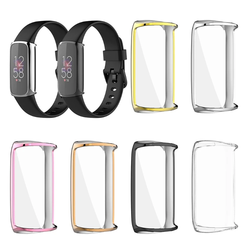 

Protection Case For -Fitbit Luxe Smart Watch Plating TPU Soft Cover Full Screen Protector Shell For -Fitbit Luxe