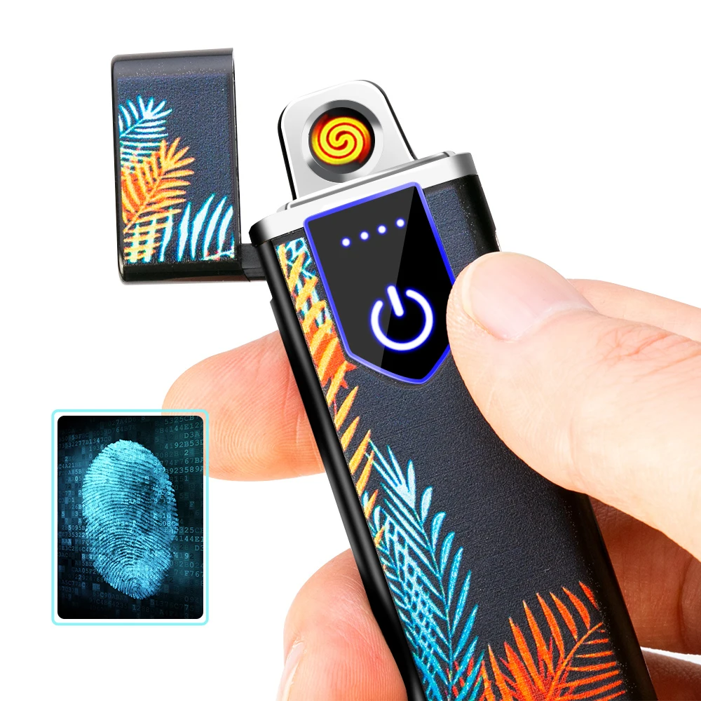 Электрическая usb зарядка Зажигалка Бесшумная с сенсорным экраном перезаряжаемая