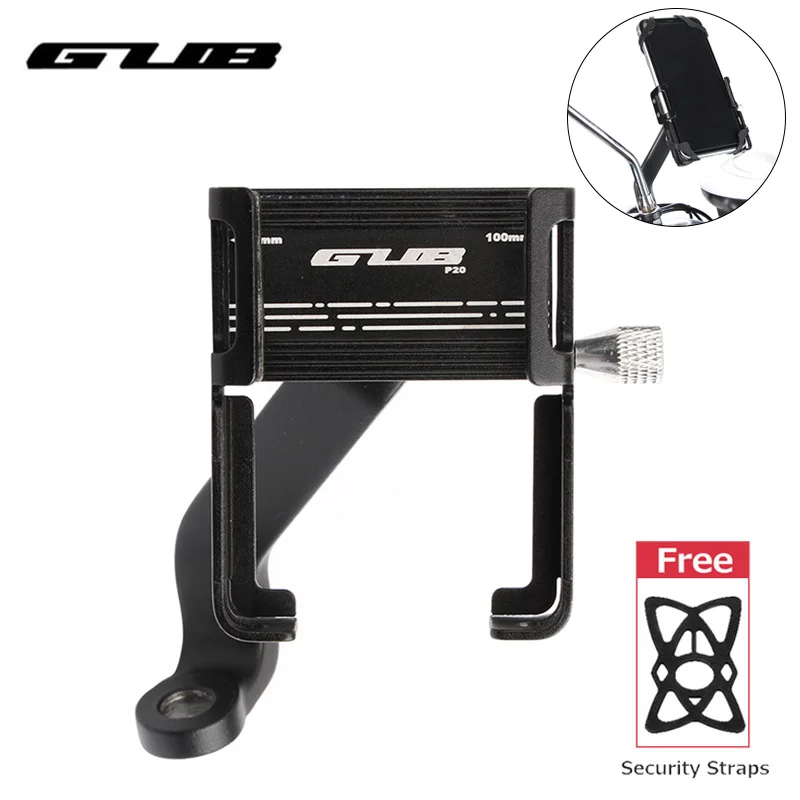 P20-Base GUB алюминиевый держатель для телефона на велосипед, держатель для телефона на велосипед, противоскользящий держатель для мотоцикла, зажим на руль для телефона от 3," до 7,5" - Цвет: P20-Base