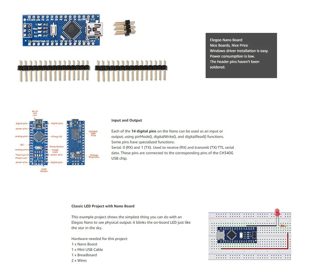 Для Arduino Nano V3.0, Nano board CH340/ATmega328P с usb-кабелем, совместим с Arduino Nano V3.0(Nano x 1+ кабель