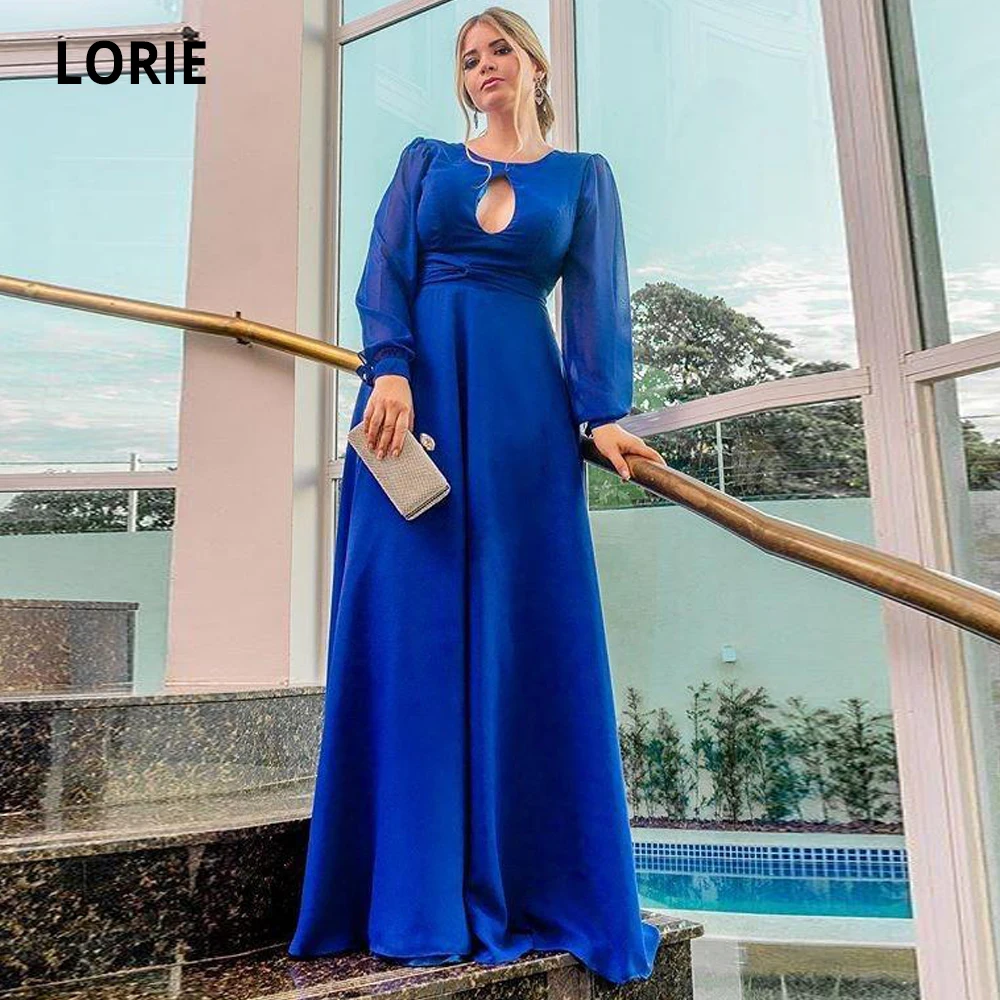 LORIE Элегантный Королевский синий шифон Формальные Eveing платья Длинные 2020 простой