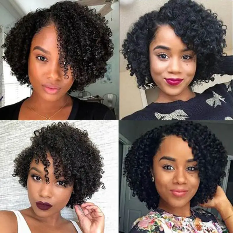 

Rebecca Short Curly Human Hair Wigs Afro Kinky Curly Bob Hair Wig Peruvian Remy Human Hair Wigs For Women Glueless Wigs Natural