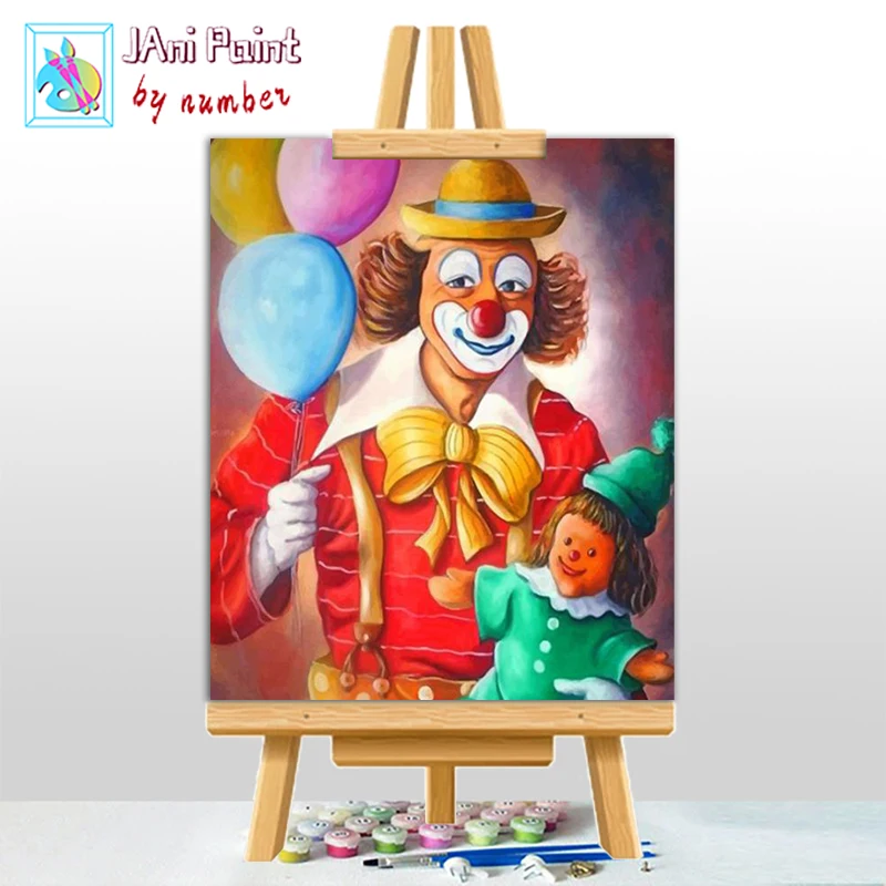 

clowns Picture DIY Painting By Numbers Colouring Zero Basis HandPainted Oil Painting Unique Gift Home Decor