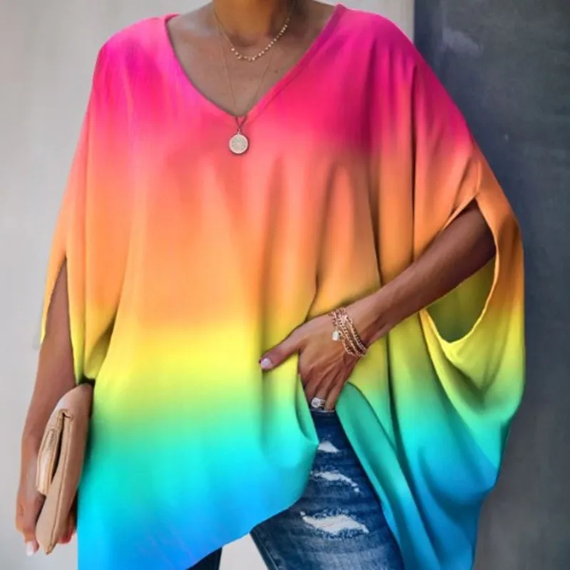 

Fashion Women Summer Elegant V Neck Oversized Plus Size Top Lady Casual Solid Long Sleeve Loose Fit Blouse 2021 New