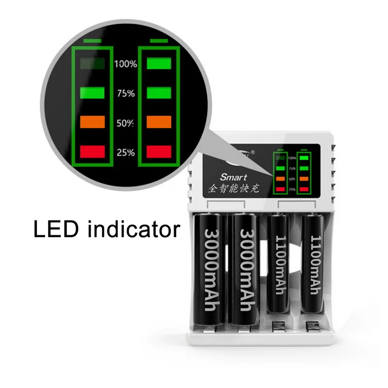 4 слота быстрое зарядное устройство для батарей AAA и АА защита от короткого