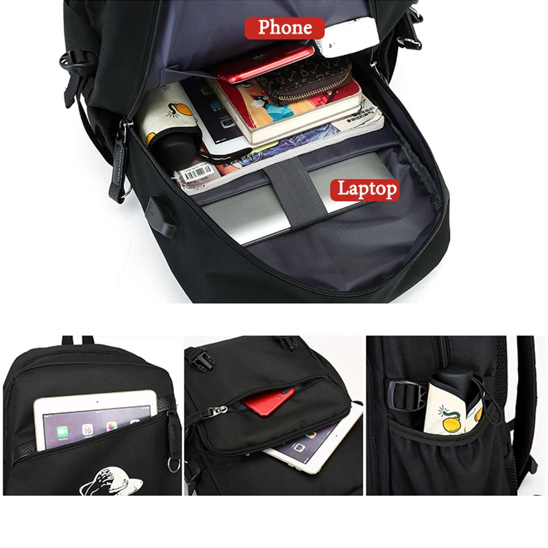 Школьные рюкзаки для студентов светящиеся черные сумки Goku с usb зарядкой