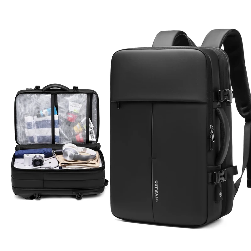OUTWALK Luxury Business Backpack Large Capacity Men Waterproof Travel Back Pack 17.3 Inch Laptop Bag USB Charging Anti-theft Bag