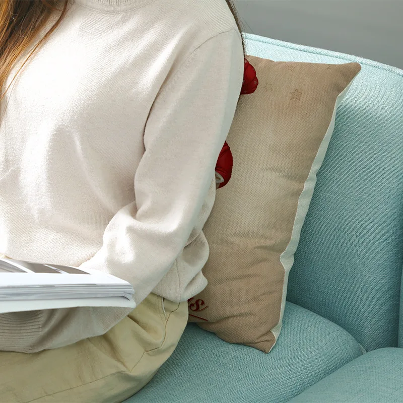 Веселая Рождественская льняная Наволочка на подушку Мягкая Милая подушка для