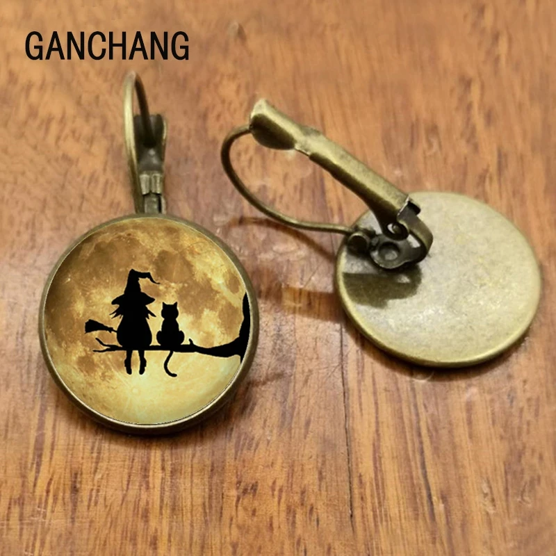 Стеклянные черно белые серьги в виде двух кошек женские модные стеклянные с