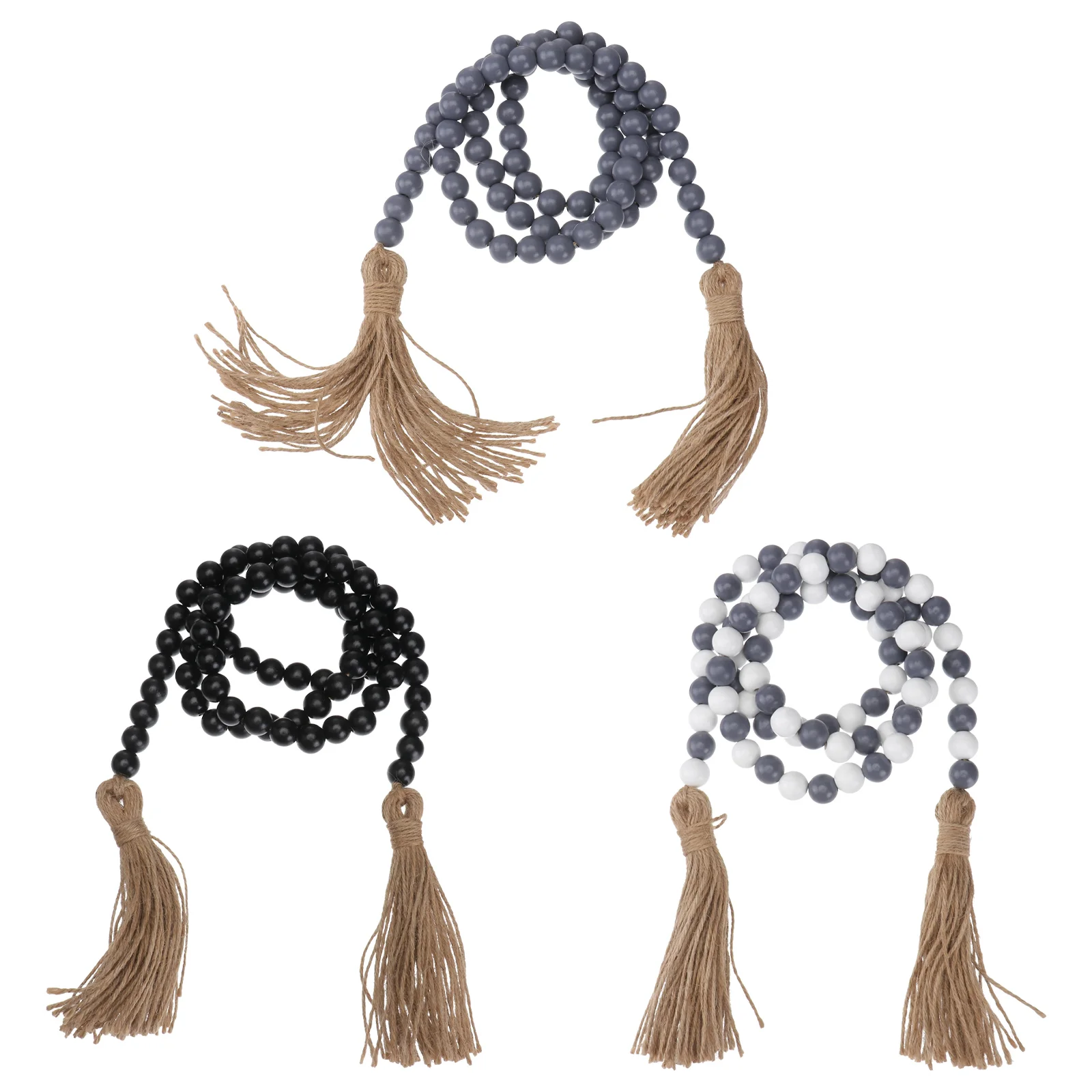 

3Pcs Wood Bead Hanging Decor Tassel Hanging Decoration Pastoral Style Pendant