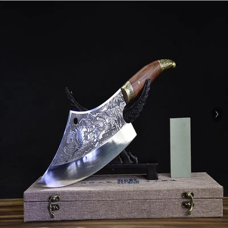 

Household kitchen knife Longquan hand forging slicing knife chopping knife ghost hand making sharp bone chopping knife arc cook