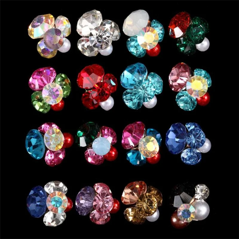 10 шт. подвески для ногтей блестящие красочные стразы наклейки дизайна стеклянные