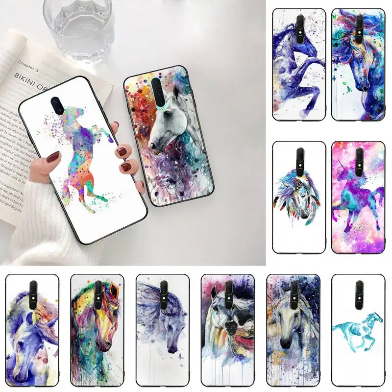 Акварельная Лошадь Картина маслом DIY чехол для телефона с рисунком Oppo A5 A9 2020 Reno2 z