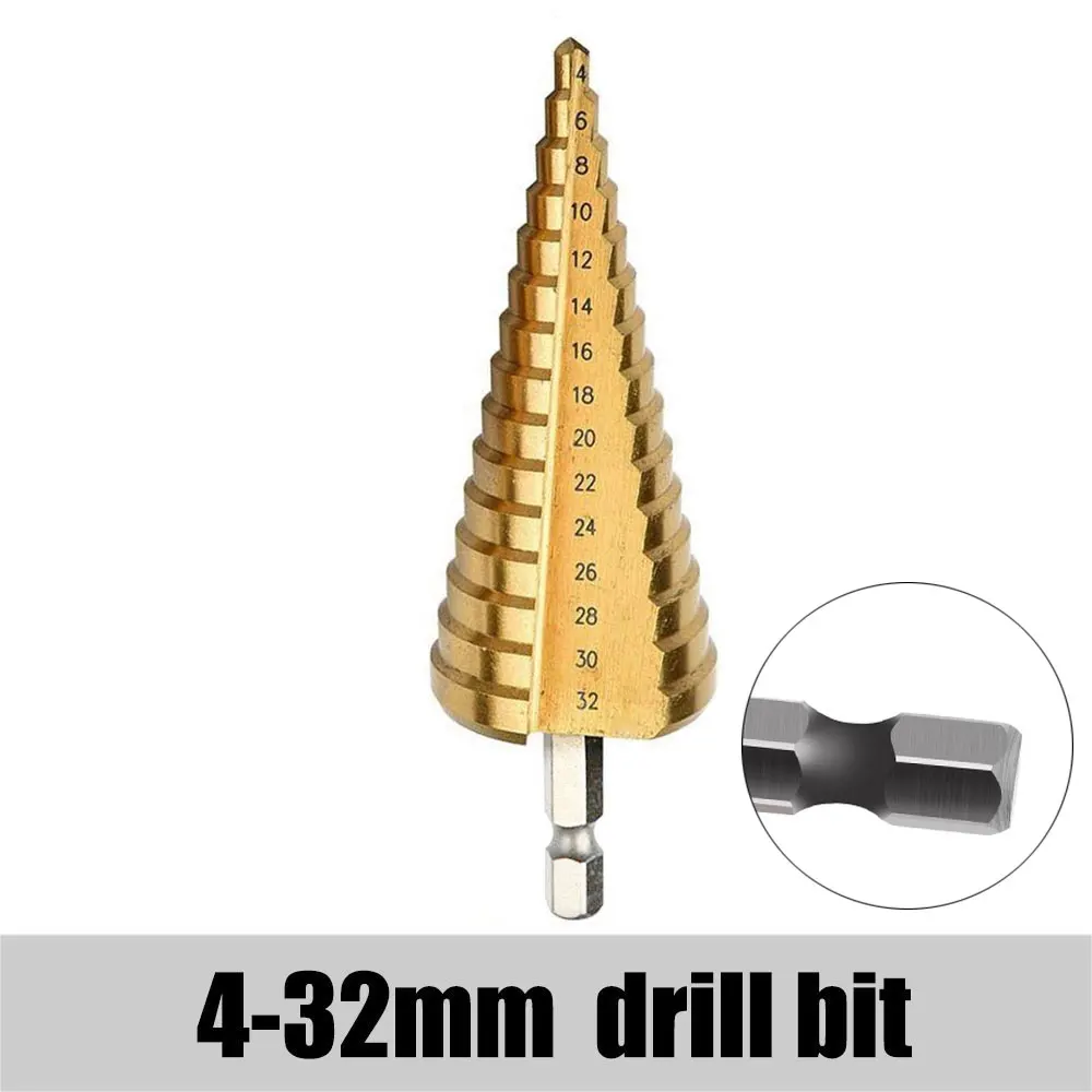 1xdrill bit 4-32mm Vastar HSS стали титана шаг сверла конус Cutt инструменты Деревообработка Дерево Металл сверло Набор 3-12 мм 4-12 мм 4-20 мм 3-13 мм - Цвет: 1xdrill bit 4-32mm