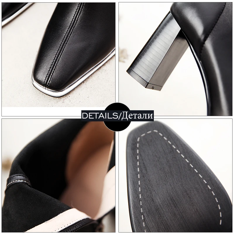 ISNOM/Новинка Ботильоны из натуральной кожи Женские ботинки на Высоком толстом